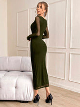 Privรฉ Women's Elegant Mesh Gathering Long Sleeve Dress shein
